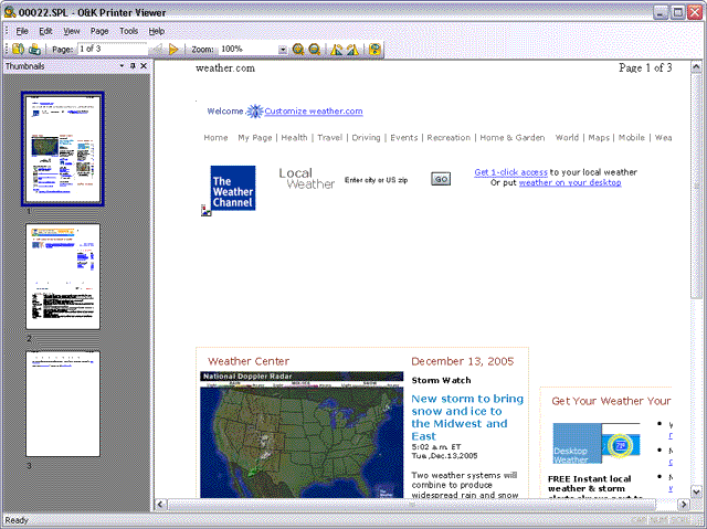 Screenshot of O&K Printer Viewer